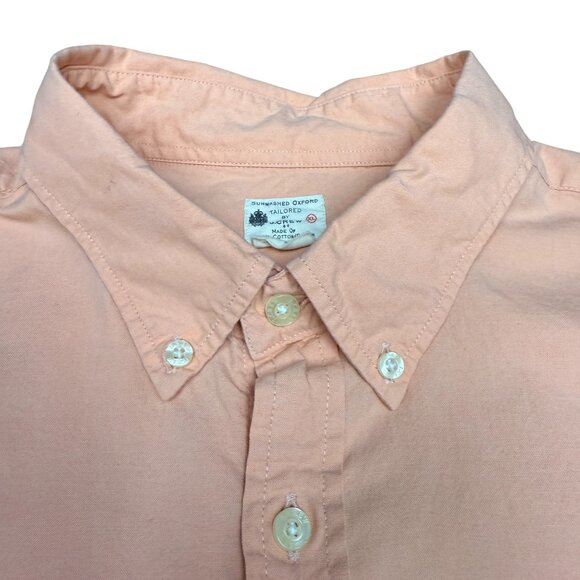 Men's J. CREW Sunwashed Oxford 100% Cotton Long Sleeve Shirt Peach- Size XL - Picture 3 of 7
